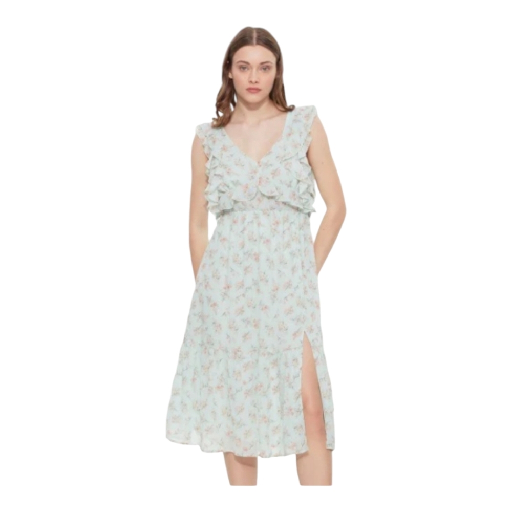 Dex BLACK TAPE Sage Green Flutter Sleeve Flowy Midi Dress Size‎ 2X